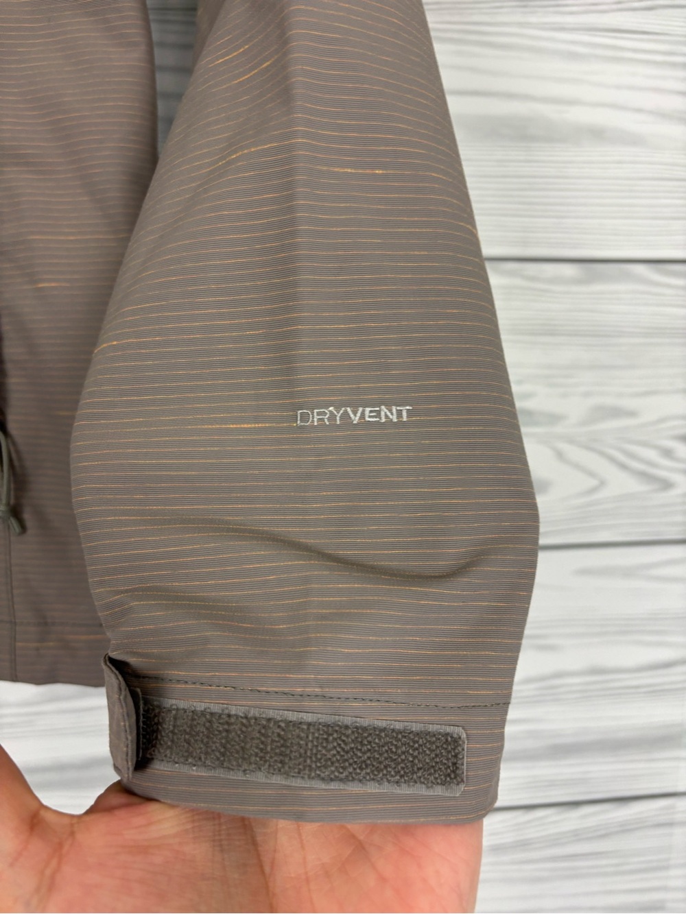 The North Face tan/gray stripe DryVent rain jacket size small - Picture 5 of 15